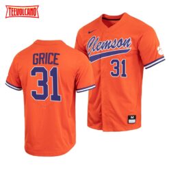 Clemson Tigers Caden Grice College Baseball Jersey Orange