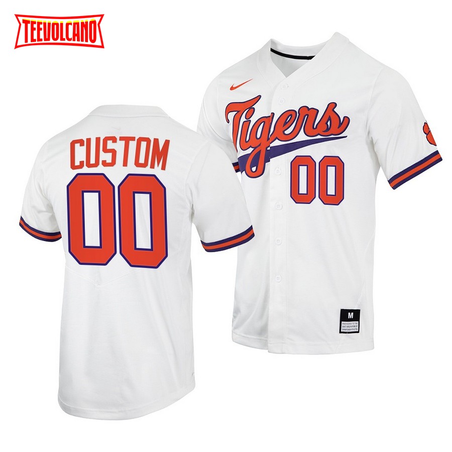 Clemson Tigers Custom College Baseball Jersey White