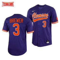 Clemson Tigers Dylan Brewer College Baseball Jersey Purple