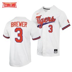 Clemson Tigers Dylan Brewer College Baseball Jersey White