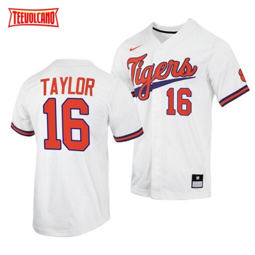 Clemson Tigers Will Taylor College Baseball Jersey White