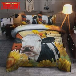 Cow With Farm Life Duvet Cover Bedding Sets