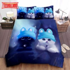 Cute Cartoon Tai Chi Cats Duvet Cover Bedding Set