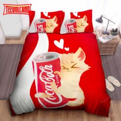 Cute Cat Loves Coca-Cola Illustration Bedding Sets