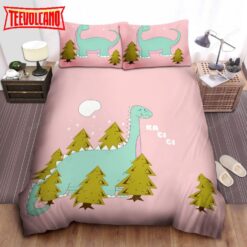 Cute Pink Dinosaur Printed Duvet Cover Bedding Sets