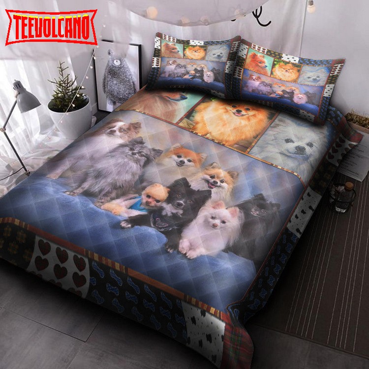 Cute Pomeranian Pets Dog 3d Quilt Duvet Cover Bedding Sets