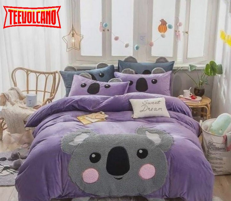 Cute Purple Koala Bed Sheets Duvet Cover Bedding Sets