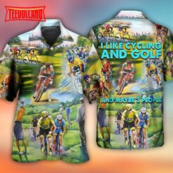 Cycling And Golf Lover Abstract Painting Hawaiian Shirt