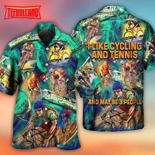 Cycling And Tennis Lover Abstract Painting Hawaiian Shirt