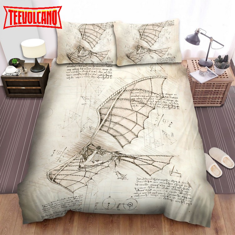 Da Vinci Inspired Sketches Flying Machine Duvet Cover Bedding Sets