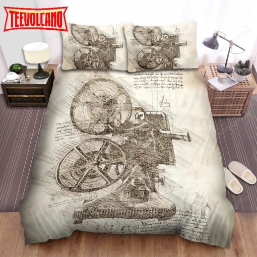 Da Vinci Inspired Sketches Movie Projector Duvet Cover Bedding Sets