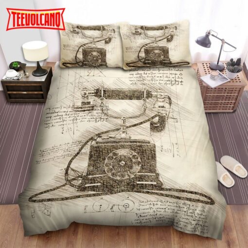 Da Vinci Inspired Sketches Telephone Bedding Sets