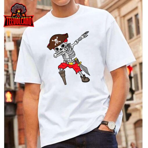 Dabbing Pirate Shirt Skelton Pirate Lovers Kids Boys Funny T-Shirt