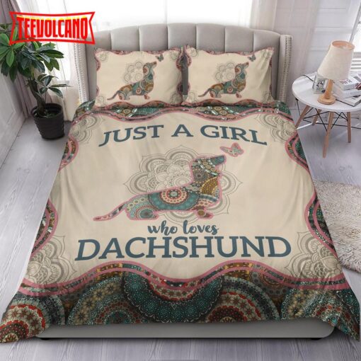 Dachshund Dog And Mandala Pattern Just A Girl Who Loves Dachshund Bedding Sets