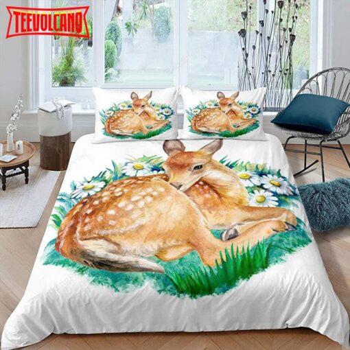 Deer With Flower Bed Sheets Duvet Cover Bedding Sets