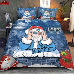 Detroit Lions Christmas Santa Claus Duvet Cover Bedding Sets