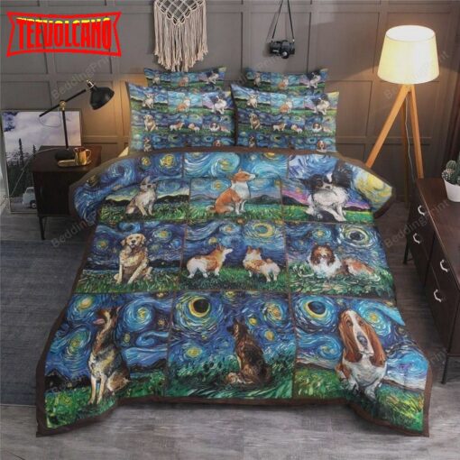 Dogs On The Starry Night Duvet Cover Bedding Sets