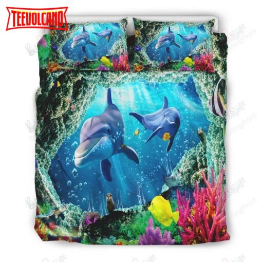 Dolphin Under Sea Life Bed Sheets Duvet Cover Bedding Sets