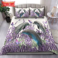 Dolphins And Lavender Bed Sheets Duvet Cover Bedding Sets