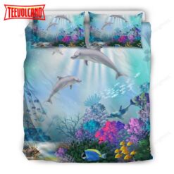 Dolphins Play The Sea Bed Sheets Duvet Cover Bedding Sets