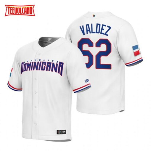 Dominican Republic Cesar Valdez White Replica 2023 World Baseball Classic Jersey