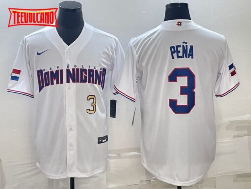 Dominican Republic Jeremy Pena White Gold Replica 2023 World Baseball Classic Jersey