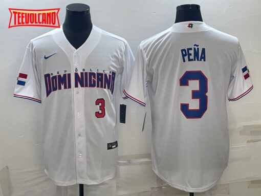 Dominican Republic Jeremy Pena White Red Replica 2023 World Baseball Classic Jersey