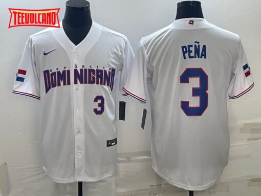 Dominican Republic Jeremy Pena White Royal Replica 2023 World Baseball Classic Jersey