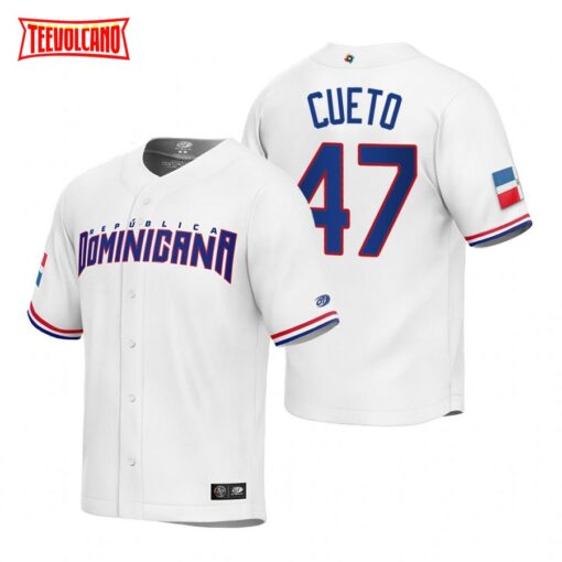 Dominican Republic Johnny Cueto White Replica 2023 World Baseball Classic Jersey