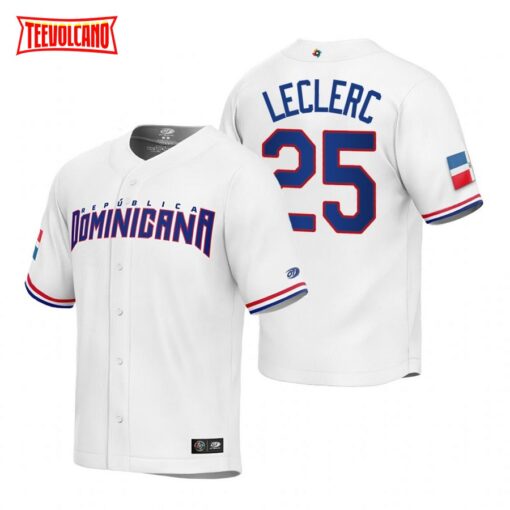 Dominican Republic Jose Leclerc White Replica 2023 World Baseball Classic Jersey