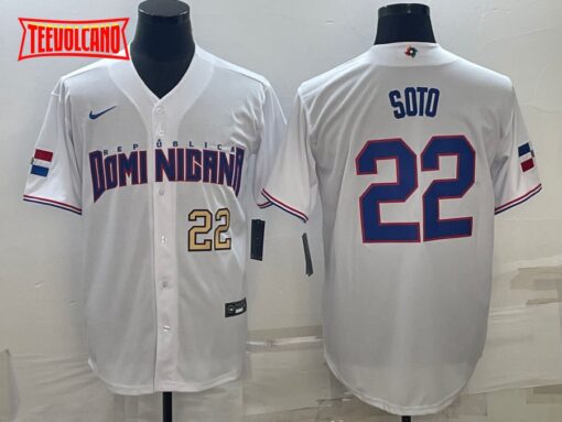 Dominican Republic Juan Soto White Gold Replica 2023 World Baseball Classic Jersey