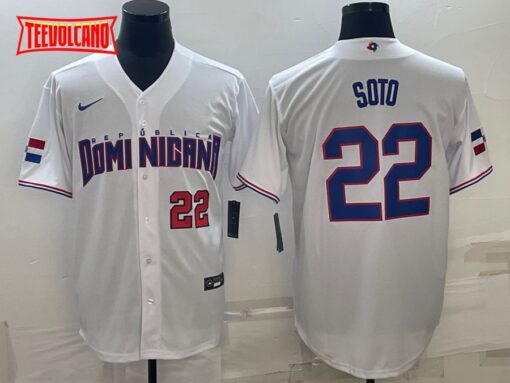 Dominican Republic Juan Soto White Red Replica 2023 World Baseball Classic Jersey