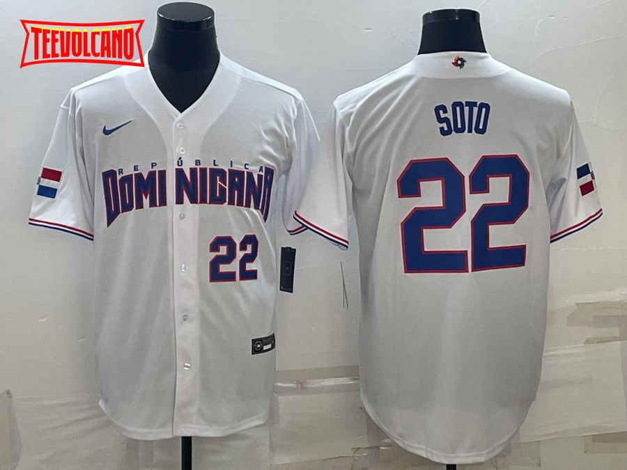 Dominican Republic Juan Soto White Royal Replica 2023 World Baseball Classic Jersey
