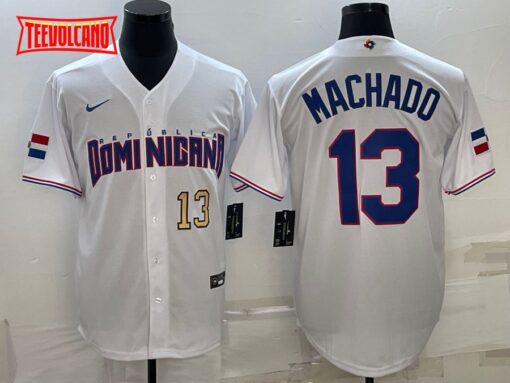 Dominican Republic Manny Machado White Gold Replica 2023 World Baseball Classic Jersey