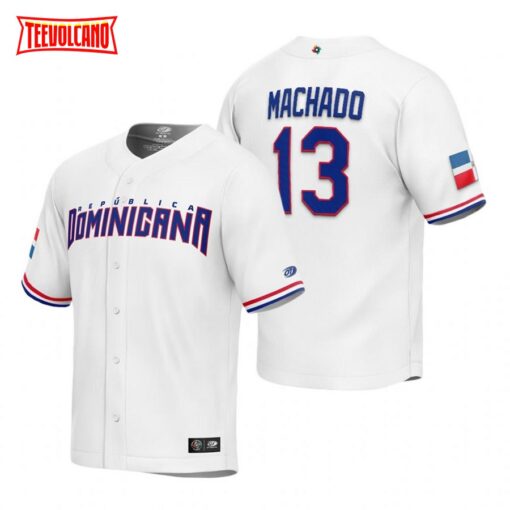 Dominican Republic Manny Machado White Replica 2023 World Baseball Classic Jersey