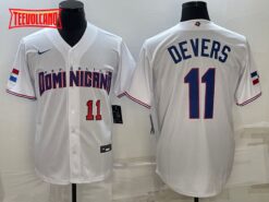 Dominican Republic Rafael Devers White Red Replica 2023 World Baseball Classic Jersey