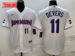 Dominican Republic Rafael Devers White Royal Replica 2023 World Baseball Classic Jersey