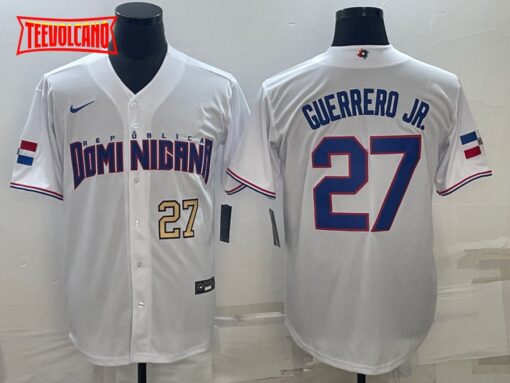 Dominican Republic Vladimir Guerrero Jr. White Gold 2023 World Baseball Classic Jersey