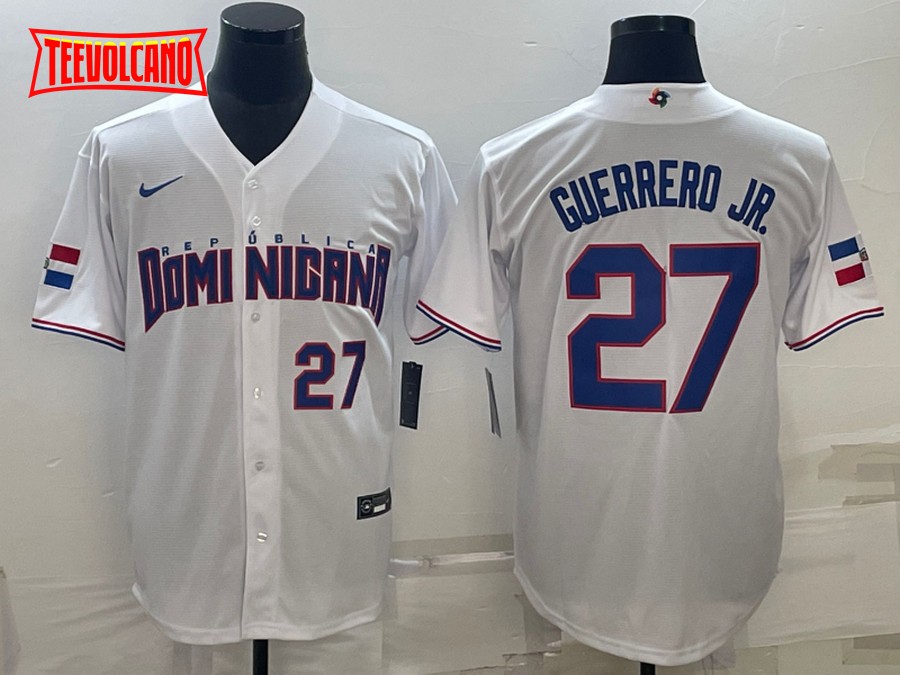 Dominican Republic Vladimir Guerrero Jr. White Royal 2023 World Baseball Classic Jersey