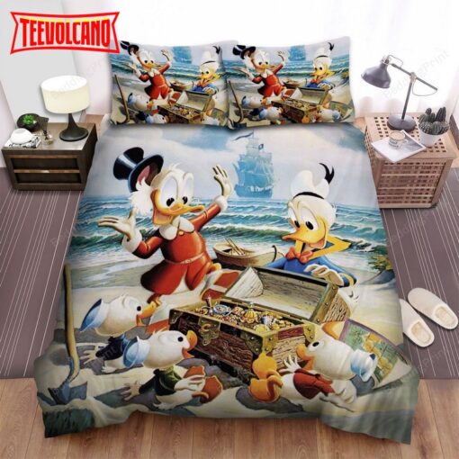 Donald Duck And Scrooge Mcduck With His Nephews Find The Pirates Treasure Bedding Sets