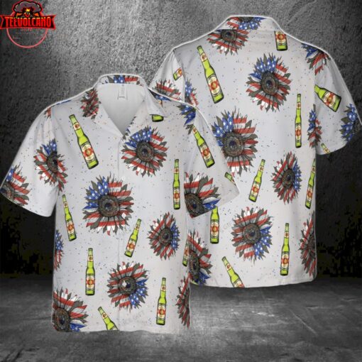 Dos Equis XX Sunflowered 4th Of July Hawaiian Shirt