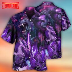 Dragon Dark Purple Lightning Art Style Hawaiian Shirt