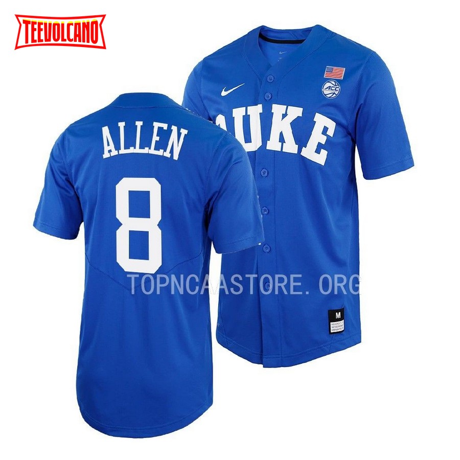 Duke Blue Devils Josh Allen College Baseball Royal Full-Button Jersey