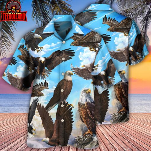 Eagle Flying In The Blue Sky Hawaiian Shirt