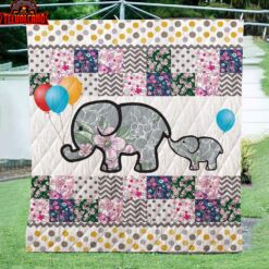 Elephant 3D Customize Quilt Blanket