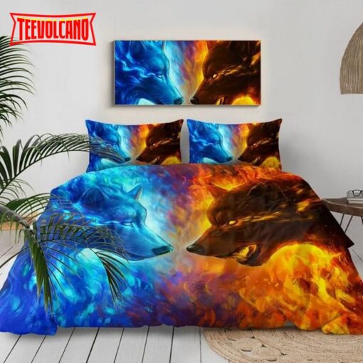 Fire And Ice Wolves By Jojoesart Bed Sheets Duvet Cover Bedding Sets
