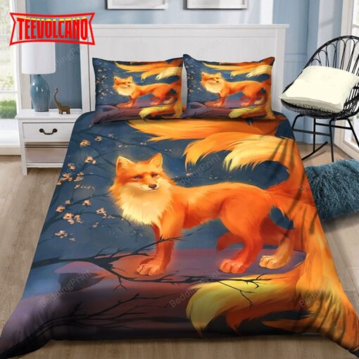 Fire Nine-tailed Fox Artwork Bed Sheets Duvet Cover Bedding Sets