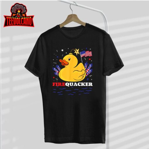 Firecracker Duck 4th of July Patriotic Day USA Flag Funny T-Shirt