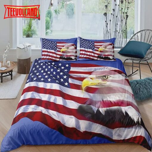 Flag Eagle Bless American America In The Wind Bedding Sets