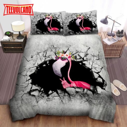 Flamingo From The Broken Wall Duvet Cover Bedding Set